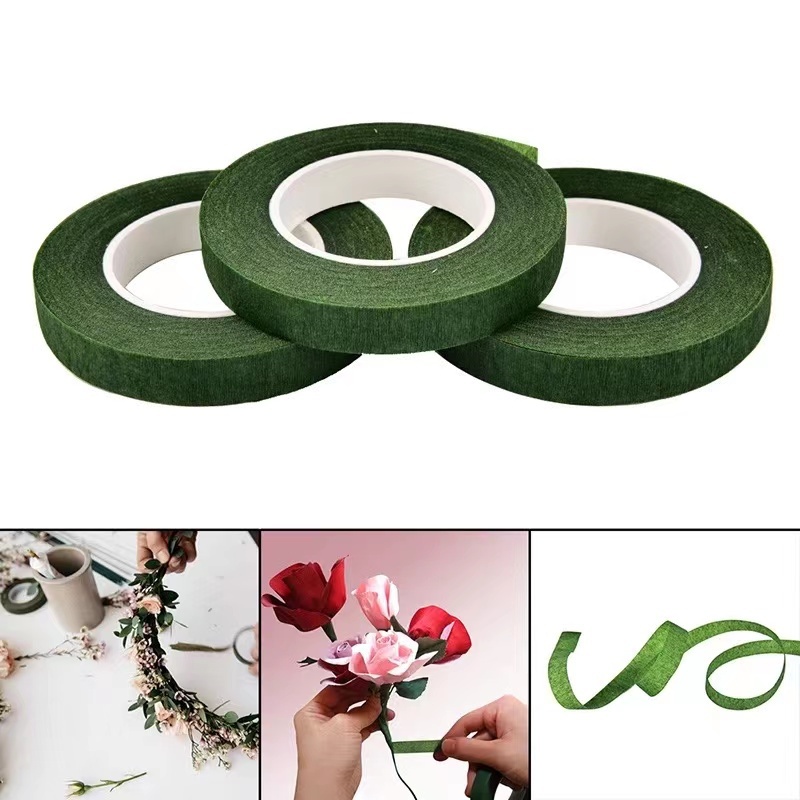 Florist Supply Ribbon - 5 Rollen Blumenstrauß-Blumenstiel-Bänder, grüne selbstklebende Bänder,