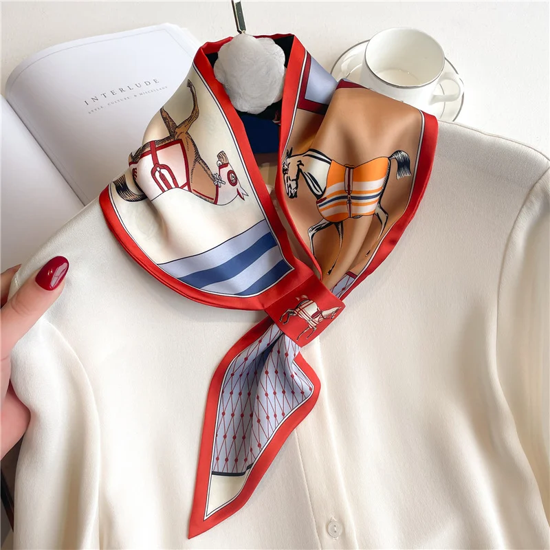 Ribbon Wired Satin - Luxus Marke Dünne Halstuch Schal Für