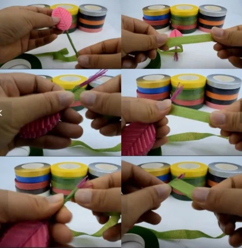 Floral Tape Green - 5PCS 30Yard Selbstklebende Blumen Papier Bänder