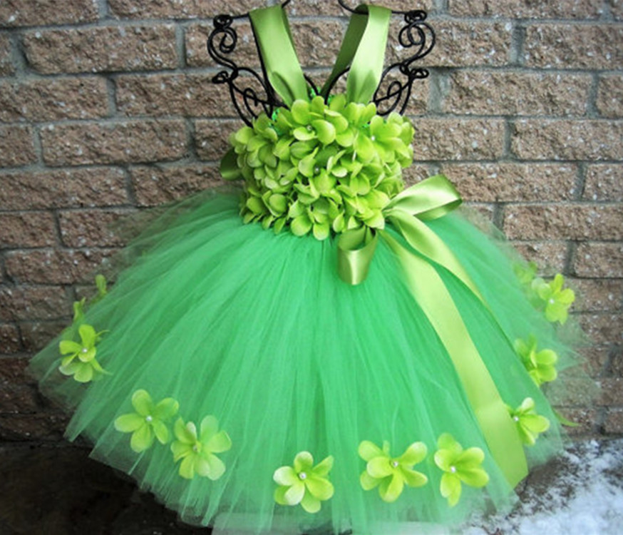Floral Tape Green - Mädchen Grüne Blätter Tutu Kleid Kinder