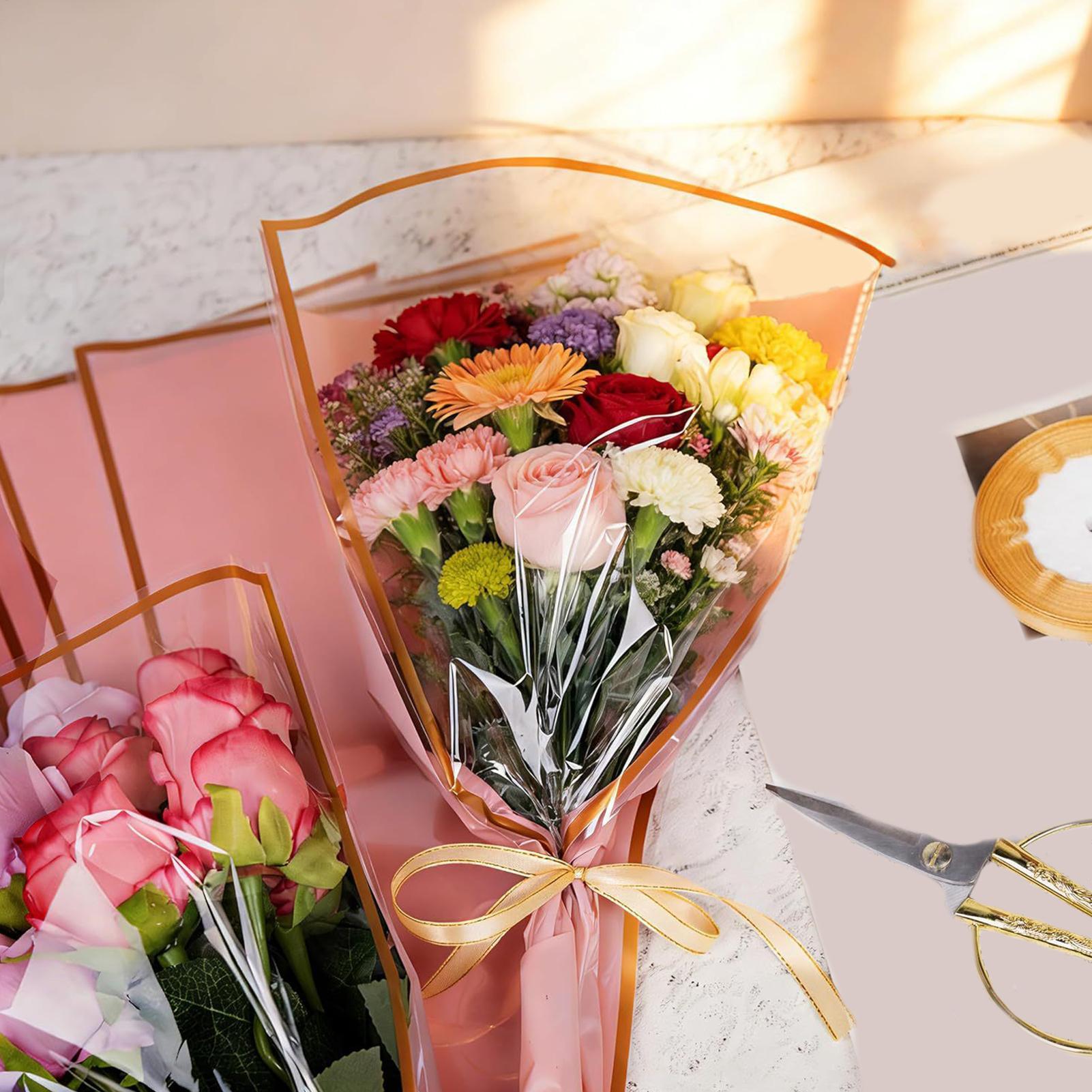 Florist Supply Ribbon - Blumenstrauß-Taschen, 50 Stück, mit Band, Floristenbedarf,