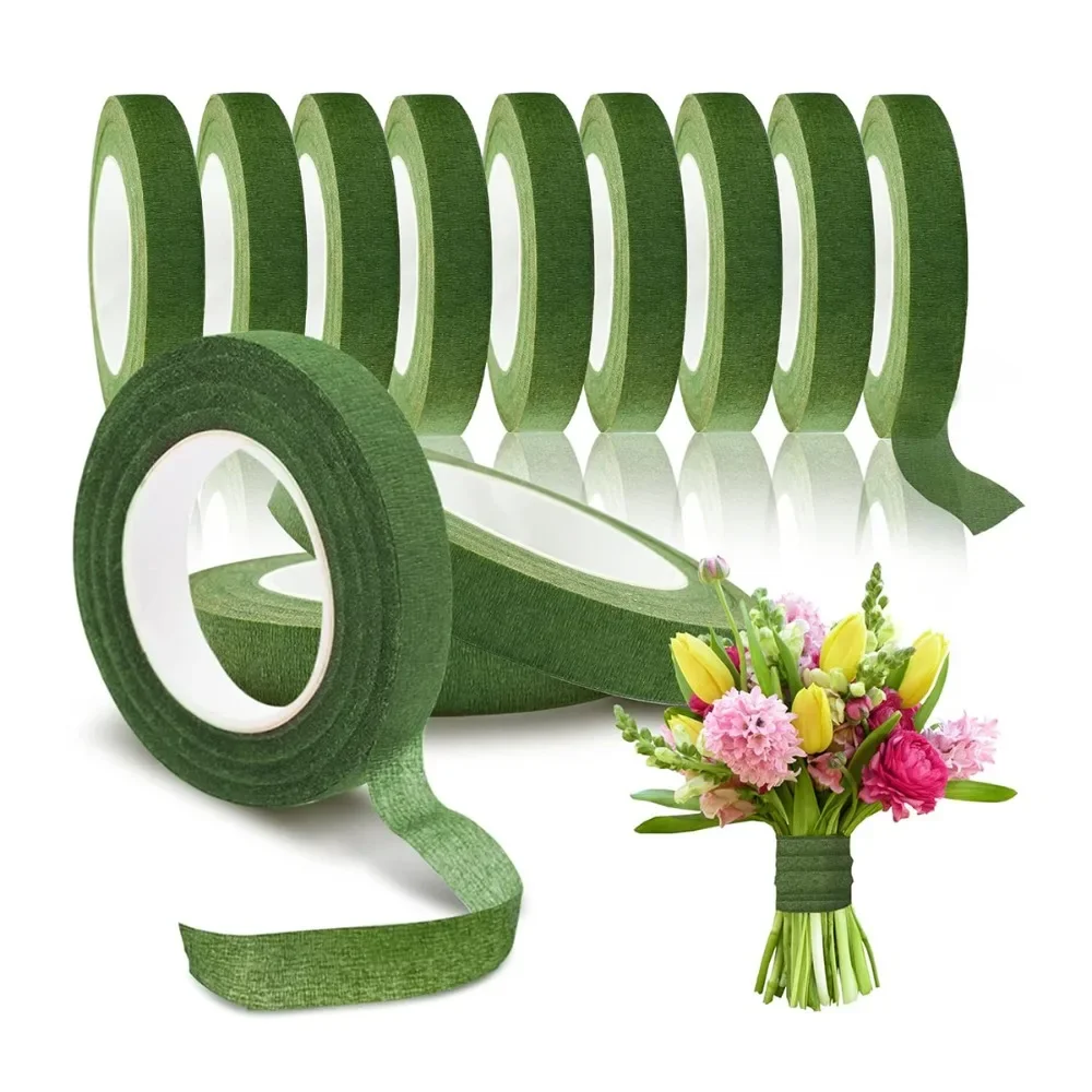 Floral Tape Green - Grüne wunderschöne Blumenbänder, 18 Meter Papier,