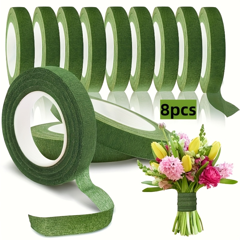 Floral Tape Green - 1. 8 Stück grünes, selbstklebendes Blumenband,